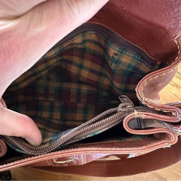 Vintage Marino Orlandi Purse Crossbody Bag Cognac Red Brown Leather Gold - Picture 10 of 15